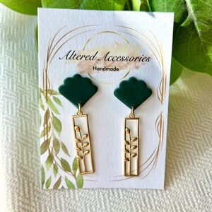 Green & Gold Floral Earrings